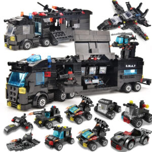 SWAT Mobile Command Center Truck Car Building Set Police Transform Blocks Car Fighter for Kids Boys