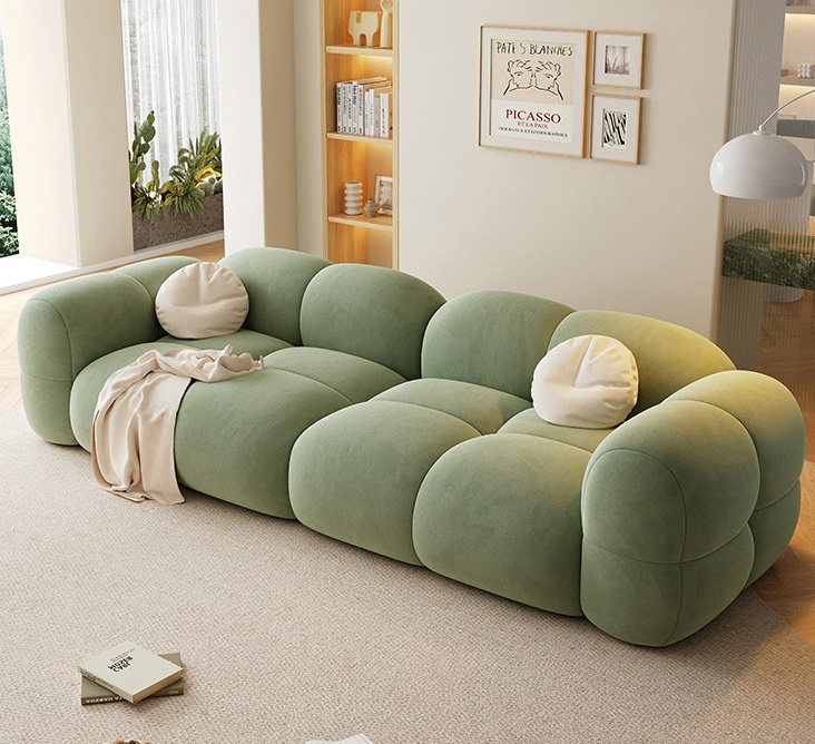 Modern Design Cream Style Living Room Sofa Puff Set Solid Color Corduroy Material Modular Lazy Recliner Furniture - Image 2