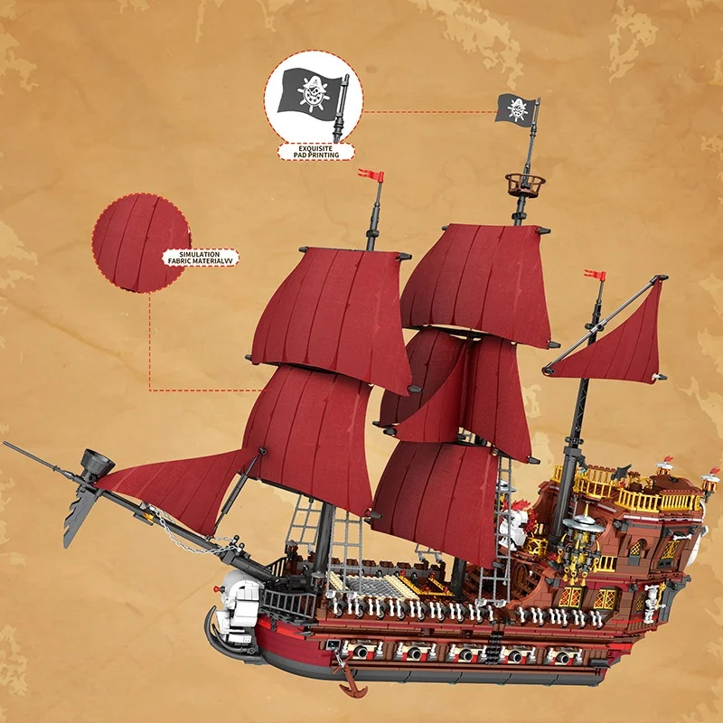 Pirate Ship Small Particle Building Blocks Adult Difficulty Navigation Model Boxed Educational Anime Toy - Image 3