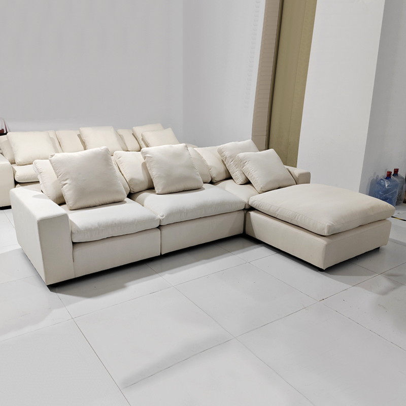 Modern Style Comfortable Coud Couch Living Room Furniture Modular Down Filling Velvet Fabric Sectional Sofa Set - Image 2