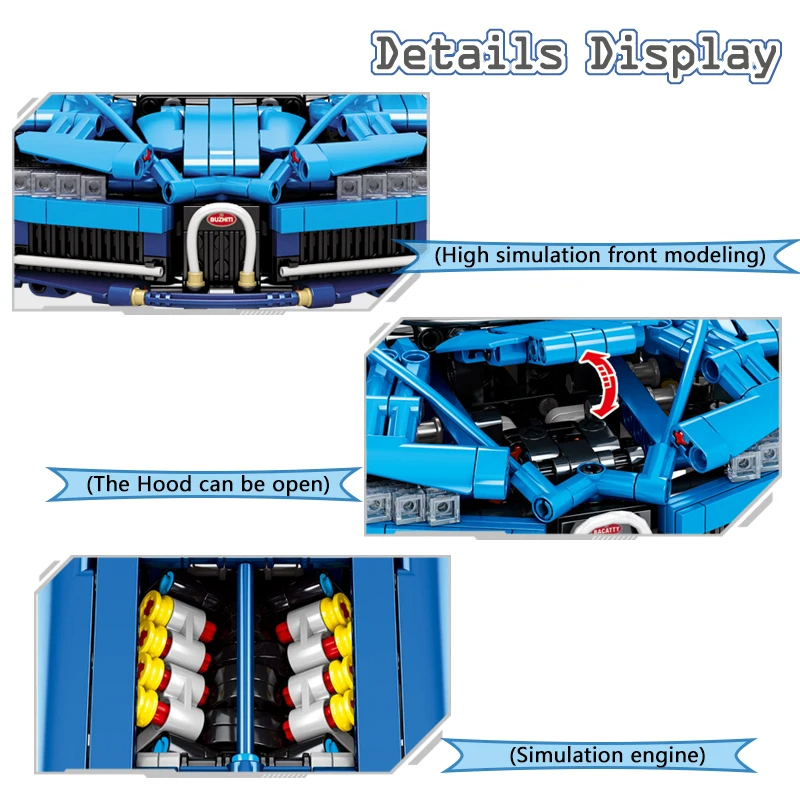Assembling 1:14 DIY Toy Model Bricks Luxury Speed Super Racing Assembling Building Block Car Kids Plastic Toy Car - Image 2