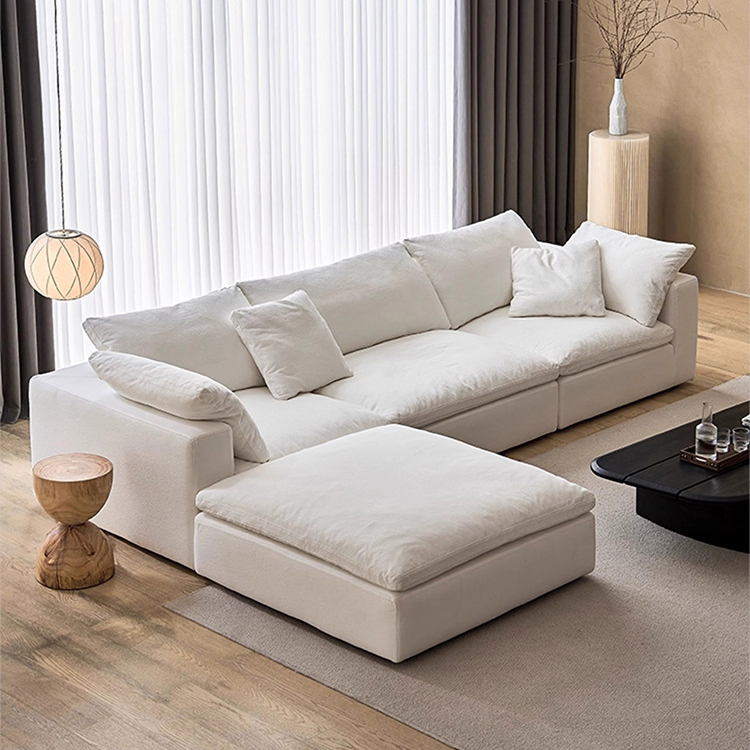 Modern Style Comfortable Coud Couch Living Room Furniture Modular Down Filling Velvet Fabric Sectional Sofa Set