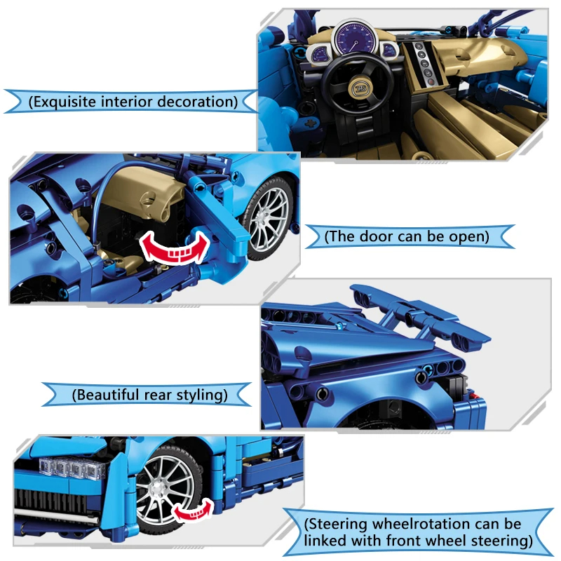 Assembling 1:14 DIY Toy Model Bricks Luxury Speed Super Racing Assembling Building Block Car Kids Plastic Toy Car - Image 3