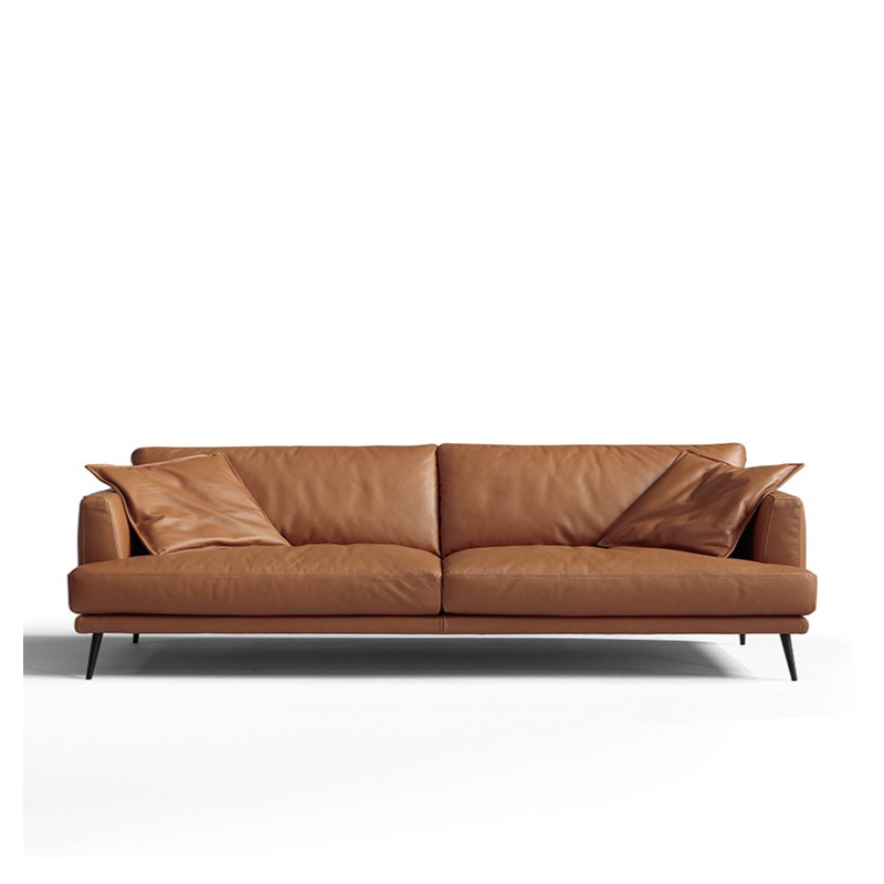 Modern Minimalist Leather Sofa Combination Living Room Italian Leather Art Luxury 3 Seater Sofa - Image 2